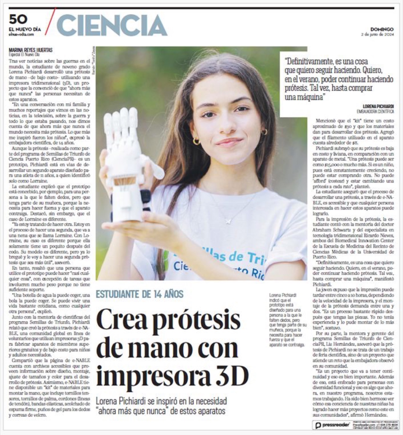 Press coverage of Lorena Pachiardi
